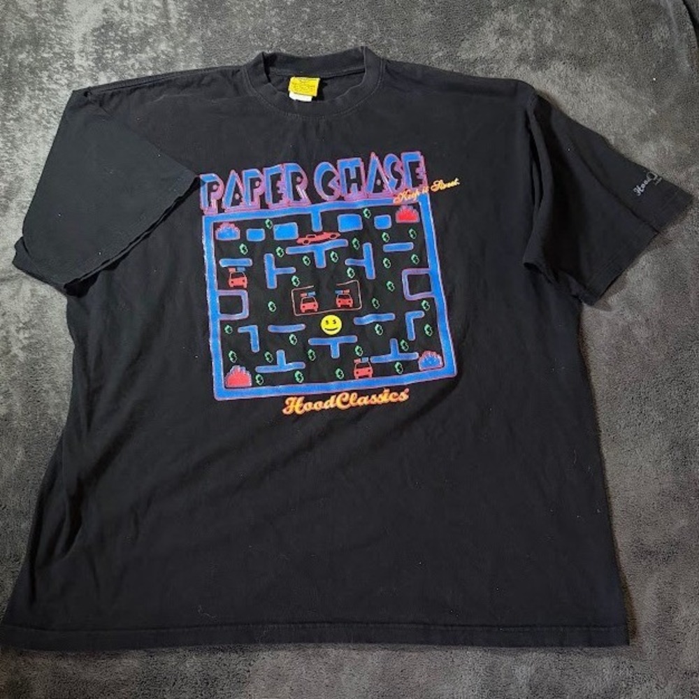 Hood Classics Paper Chase Pac-Man Graphic Tee Black Mens 3XL Made in USA